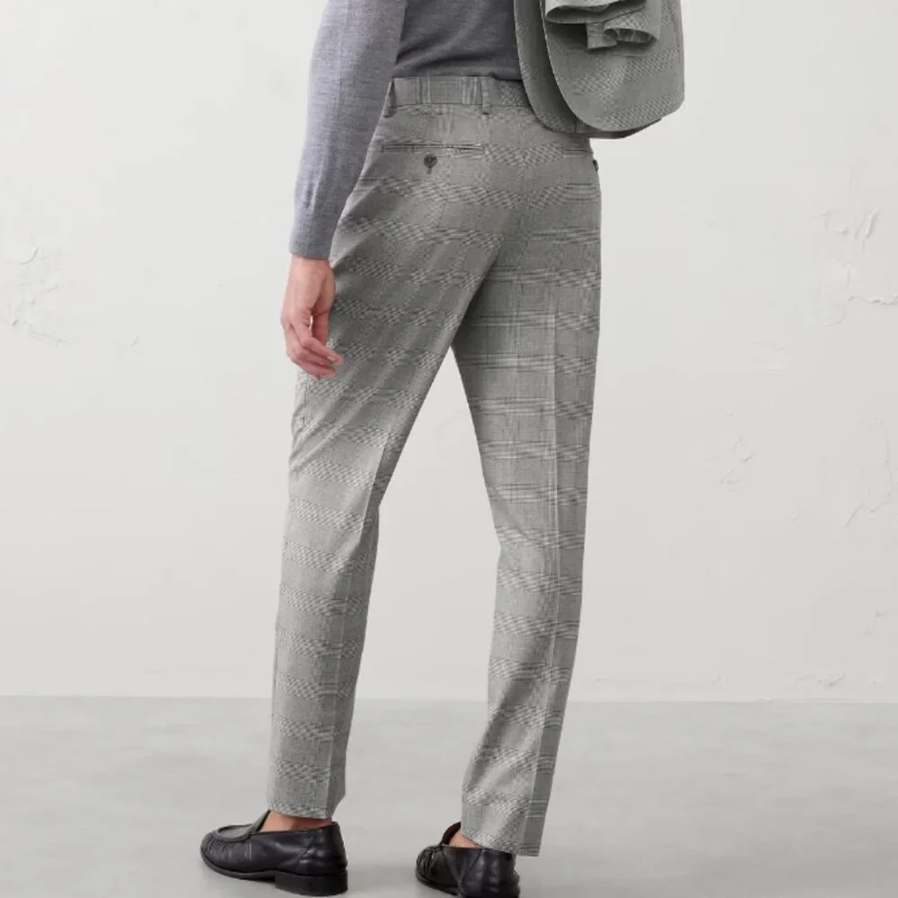 Banana Republic Men's Tailored-Fit Slim Fit Glen Plaid Suit Trouser, 30x30, EUC
